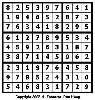 Standard Sudoku Puzzle 1 - Solution