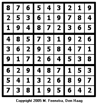 Standard Sudoku Puzzle 15 - Solution